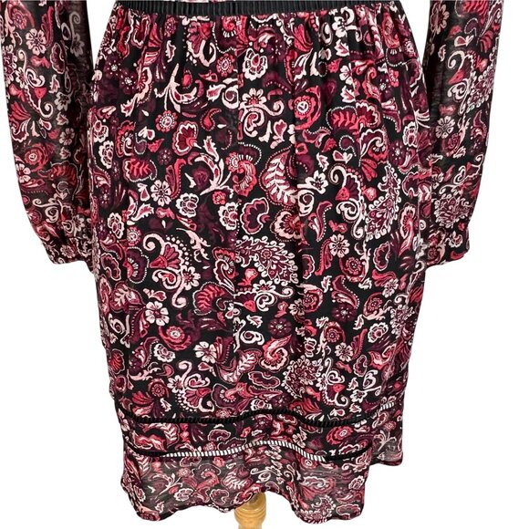 Cupcakes & Cashmere Graceland Paisley Peasant Dress Size 2 Black/Red Chiffon - Picture 9 of 12